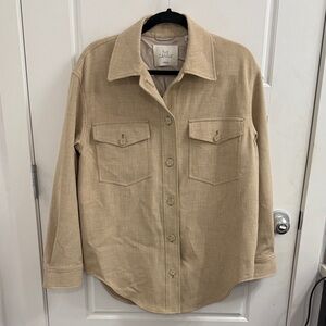 Aritzia Wilfred The Ganna Beige Shirt Jacket Size Small Shacket